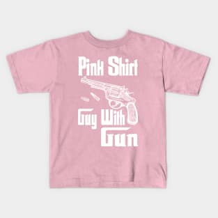 Pink shirt guy with gun Kids T-Shirt